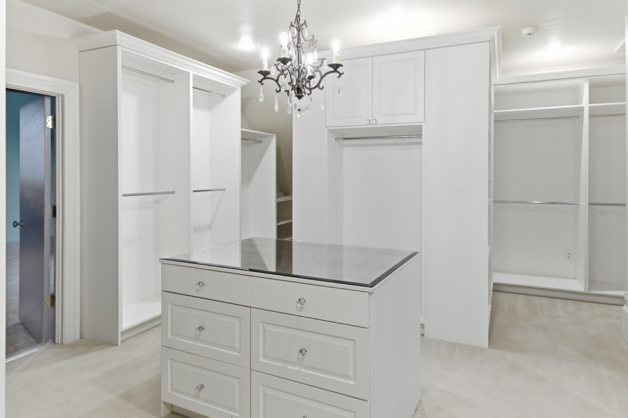 Custom walk-in closet with center island